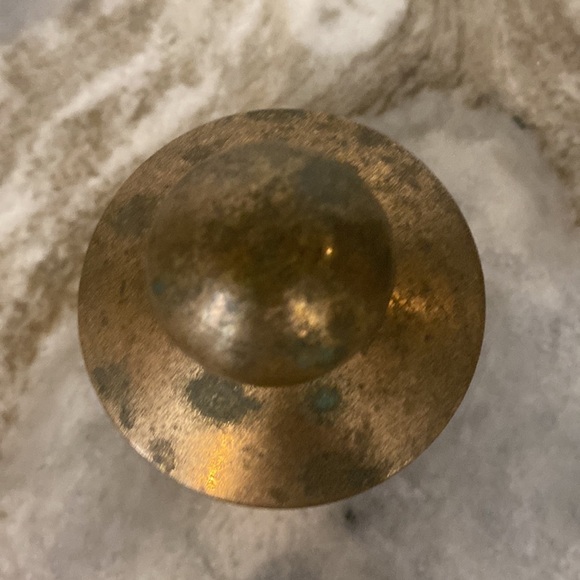 Antique vintage solid brass lidded inkwell stationery primative - Picture 4 of 8